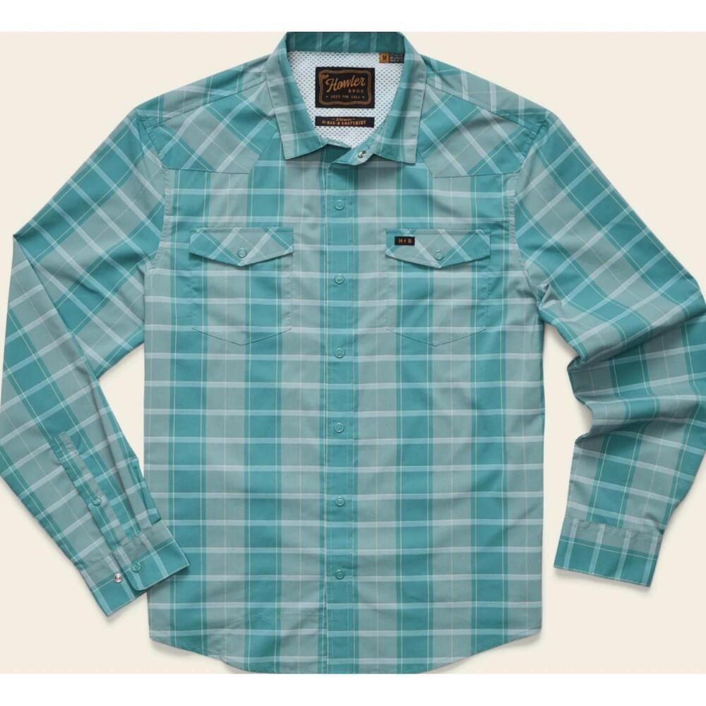 NEW HOWLER BROTHERS men's h bar b tech long sleeve shirt in teal
